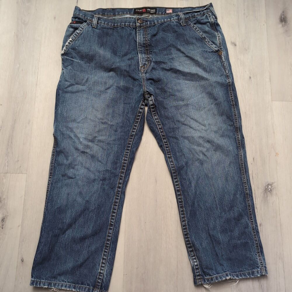 Ariat FR Jeans Men's Size 44 Blue Low Rise Bootcut M4 Workwear Distressed